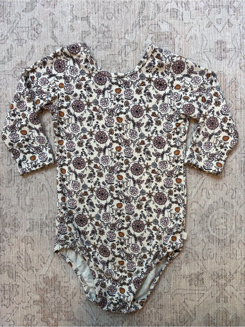 Jax + Lennon Bamboo Floral Print Long Sleeve One-Piece Bodysuit - 4/5